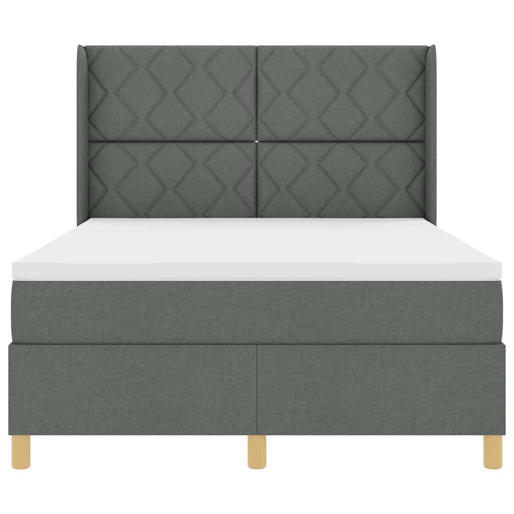 Box spring seng med LED-lysstrimler Grå 160 x 200 cm Stof