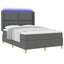 Box spring seng med LED-lysstrimler Grå 160 x 200 cm Stof