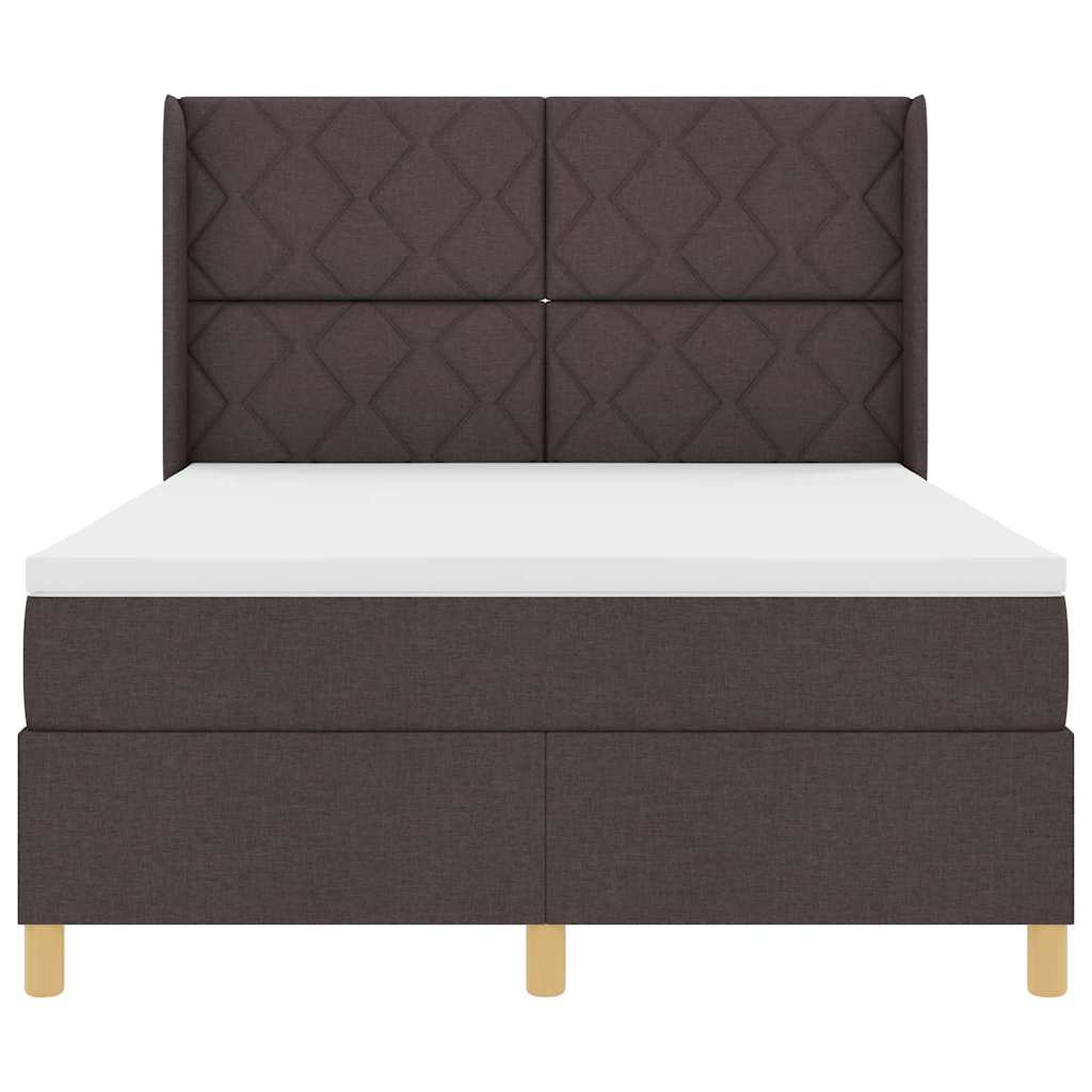 Box spring seng med LED-lysstrimler Brun 160 x 200 cm Stof