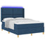 Box spring seng med LED-lysstrimler Blå 160 x 200 cm Stof