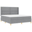 Box spring seng med LED-lysstrimler Lysegrå 180 x 200 cm Stof