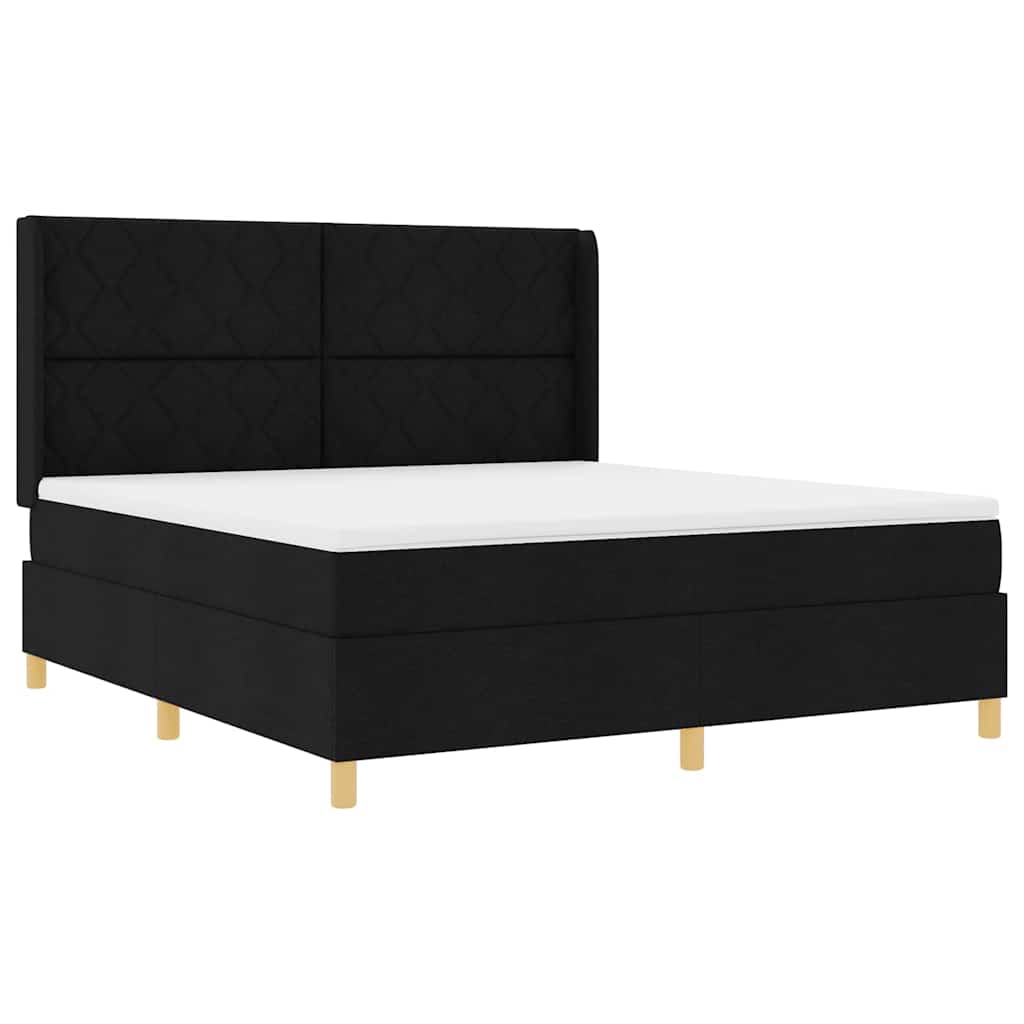 Box spring seng med LED-lysstrimler Sort 180 x 200 cm Stof