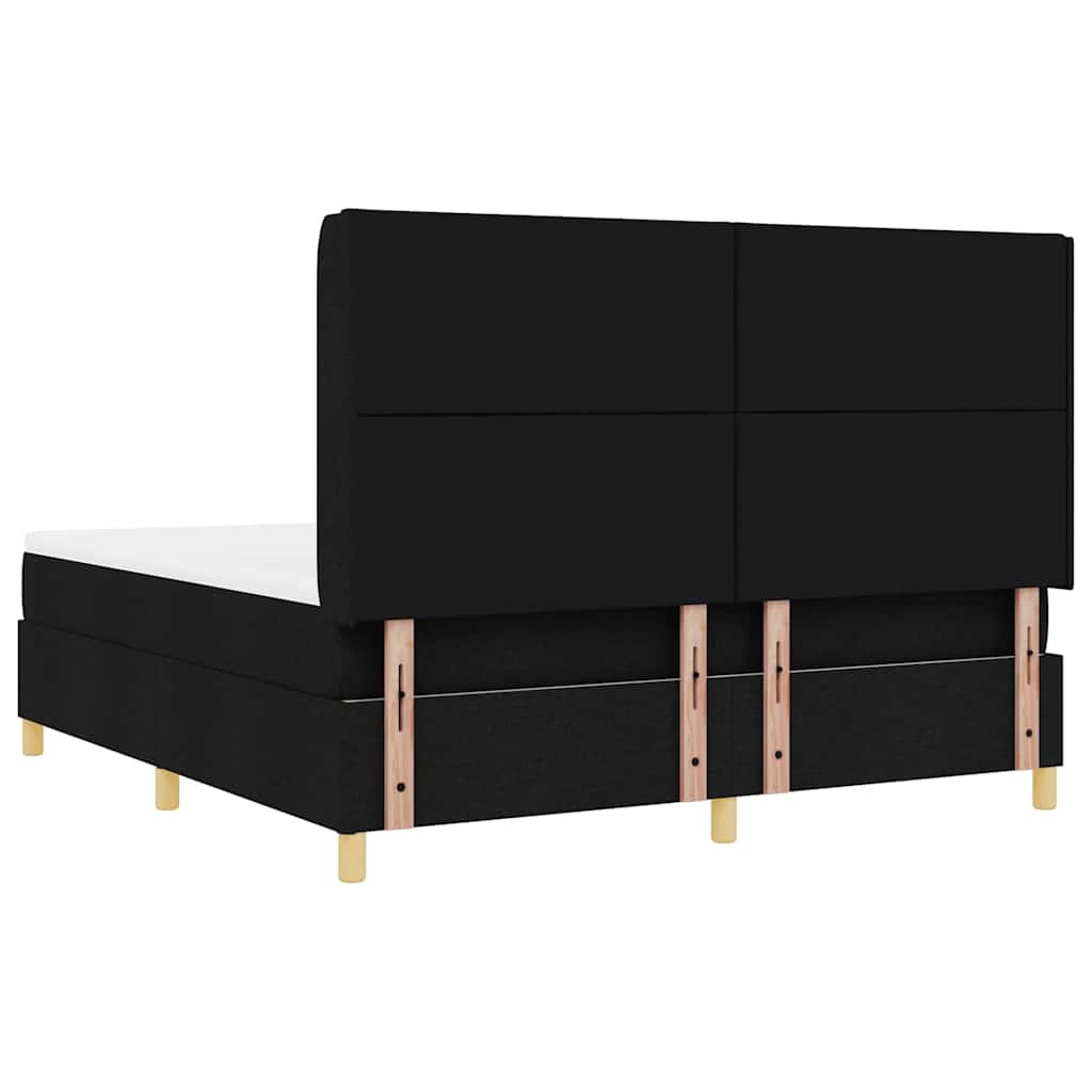 Box spring seng med LED-lysstrimler Sort 180 x 200 cm Stof