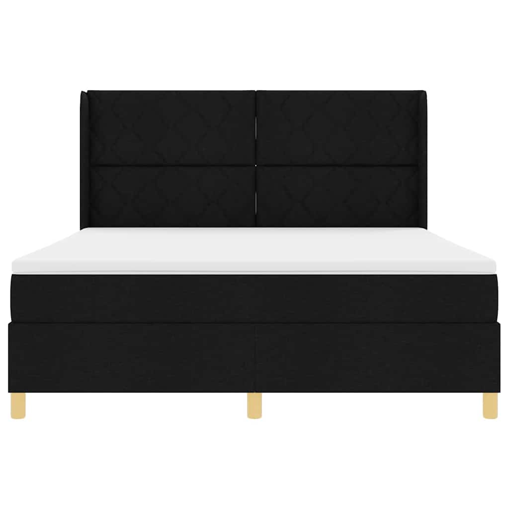 Box spring seng med LED-lysstrimler Sort 180 x 200 cm Stof