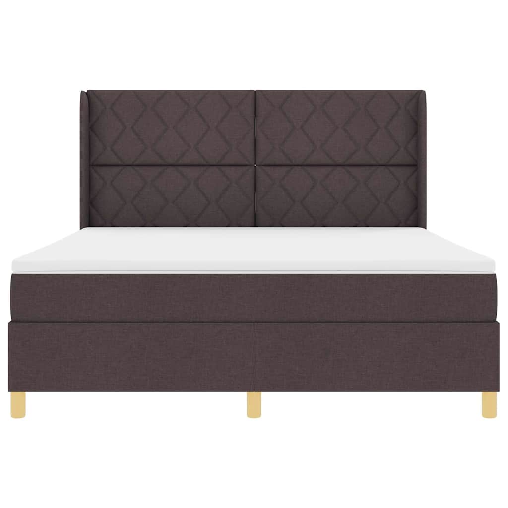 Box spring seng med LED-lysstrimler Brun 180 x 200 cm Stof
