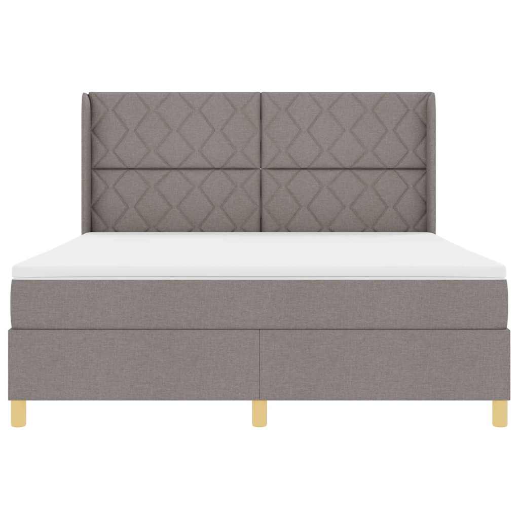 Box spring seng med LED-lysstrimler Gråbrun 180 x 200 cm Stof