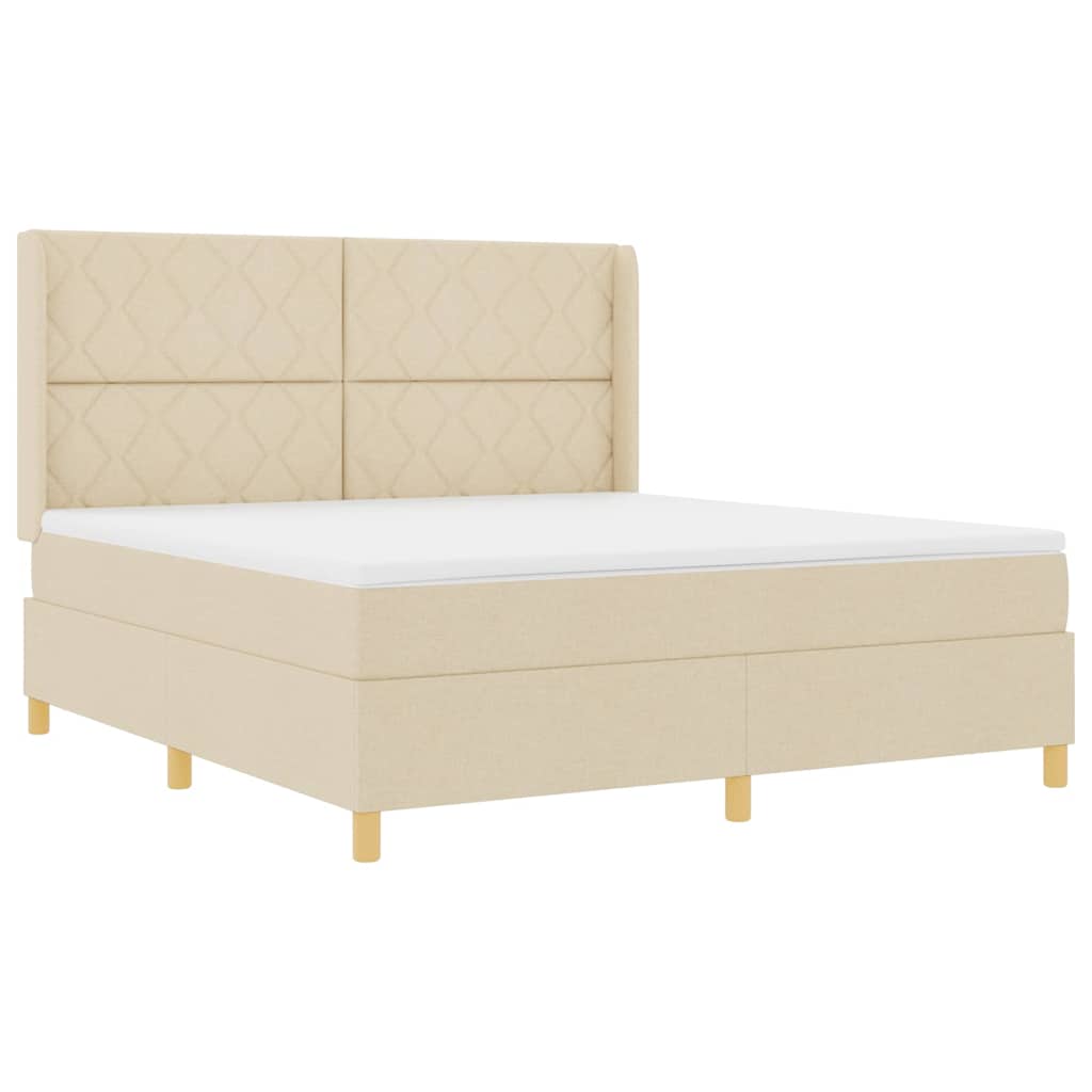 Box spring seng med LED-lysstrimler Creme 180 x 200 cm Stof