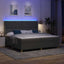 Box spring seng med LED-lysstrimler Grå 200 x 200 cm Stof