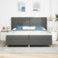 Box spring seng med LED-lysstrimler Grå 200 x 200 cm Stof