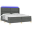 Box spring seng med LED-lysstrimler Grå 200 x 200 cm Stof