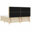 Box spring seng med LED-lysstrimler Creme 200 x 200 cm Stof