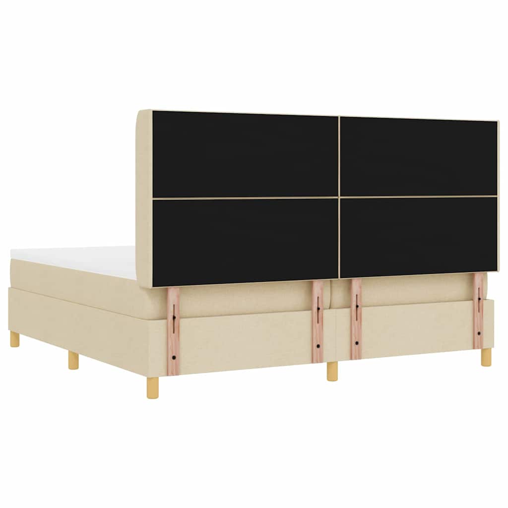 Box spring seng med LED-lysstrimler Creme 200 x 200 cm Stof