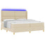 Box spring seng med LED-lysstrimler Creme 200 x 200 cm Stof