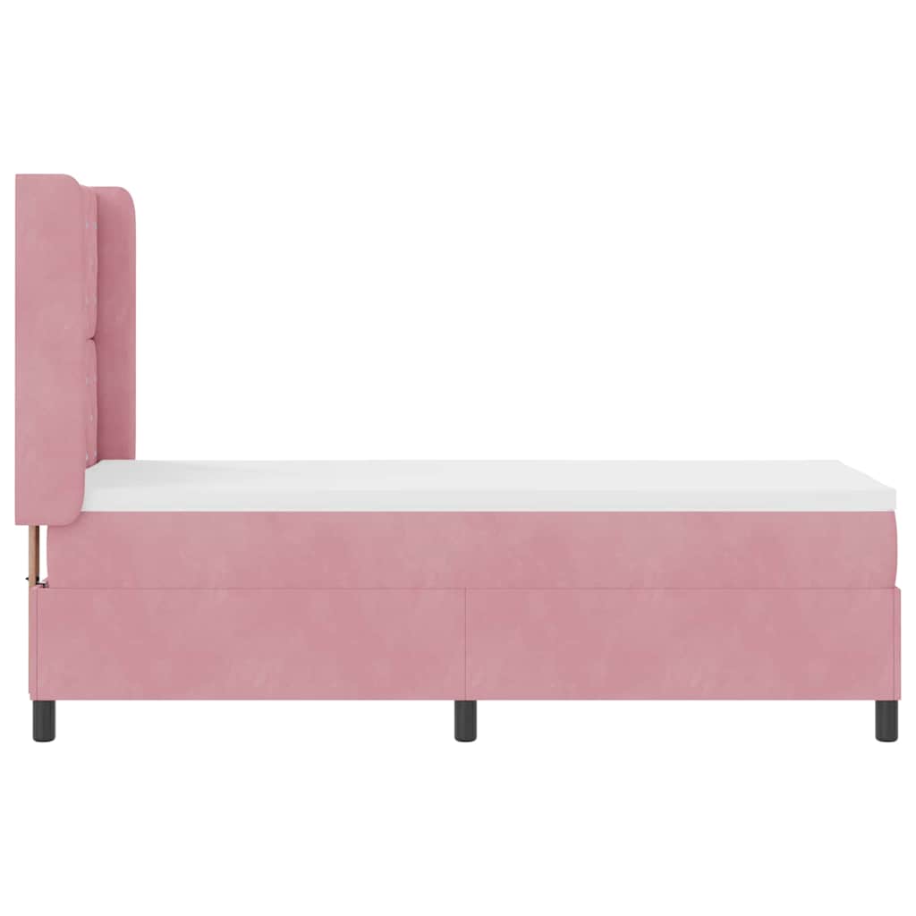 Box spring seng med madras med LED Lyserød 80 x 200 cm Fløjl