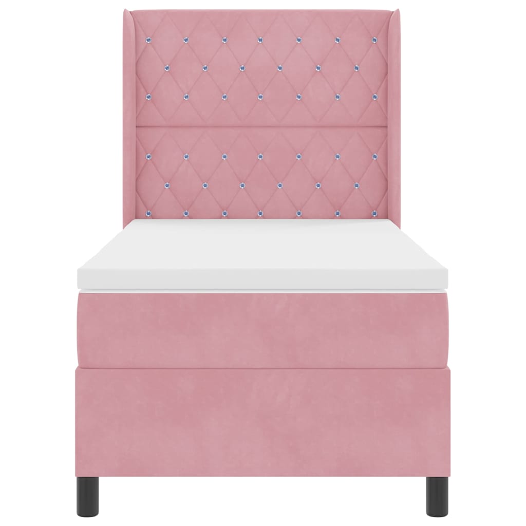 Box spring seng med madras med LED Lyserød 90 x 200 cm Fløjl