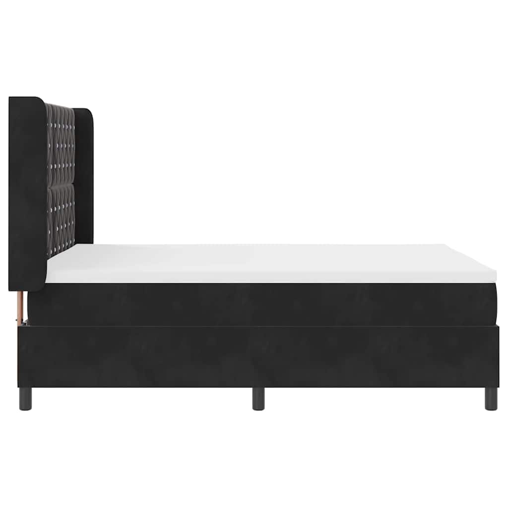 Box spring seng med madras med LED Sort 160 x 200 cm Fløjl