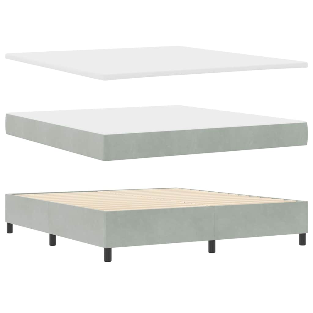 Box spring seng med madras med LED Lysegrå 180 x 200 cm Fløjl