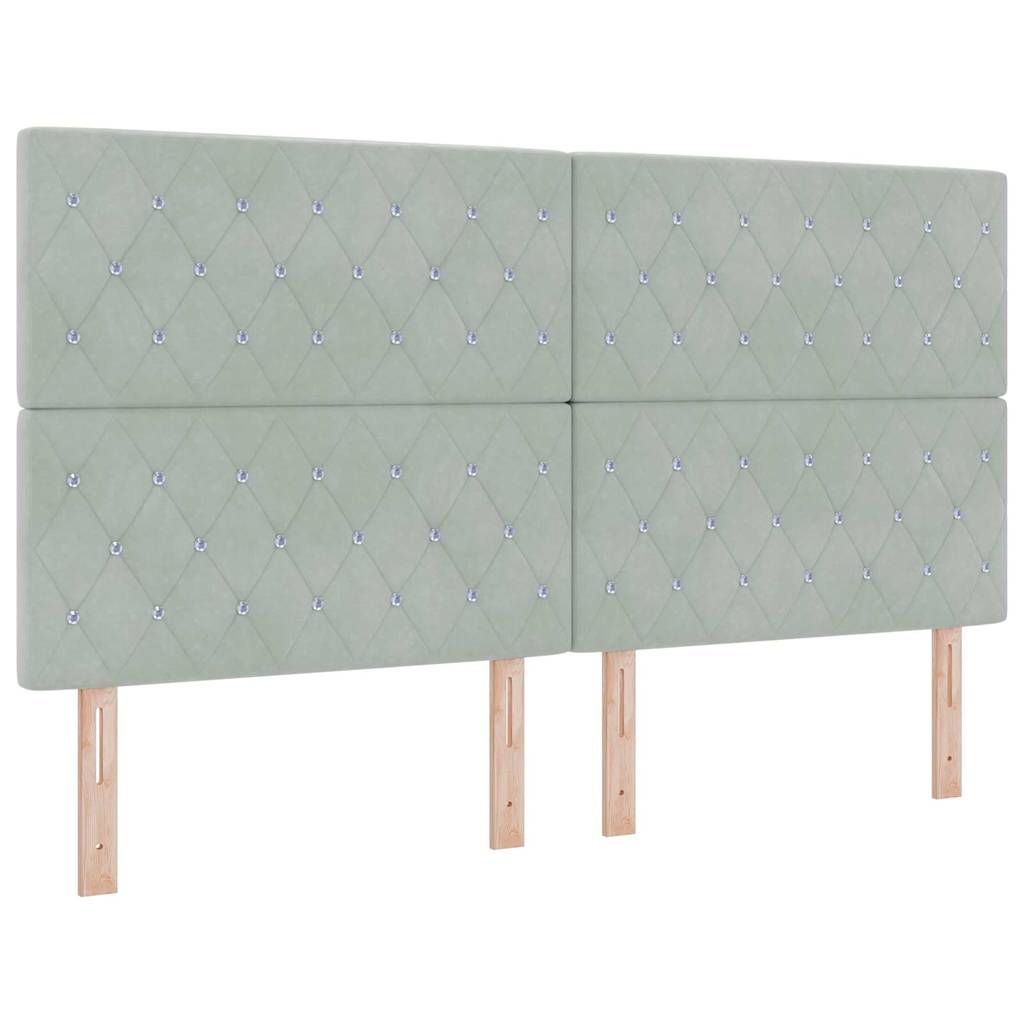 Box spring seng med madras med LED Lysegrå 180 x 200 cm Fløjl