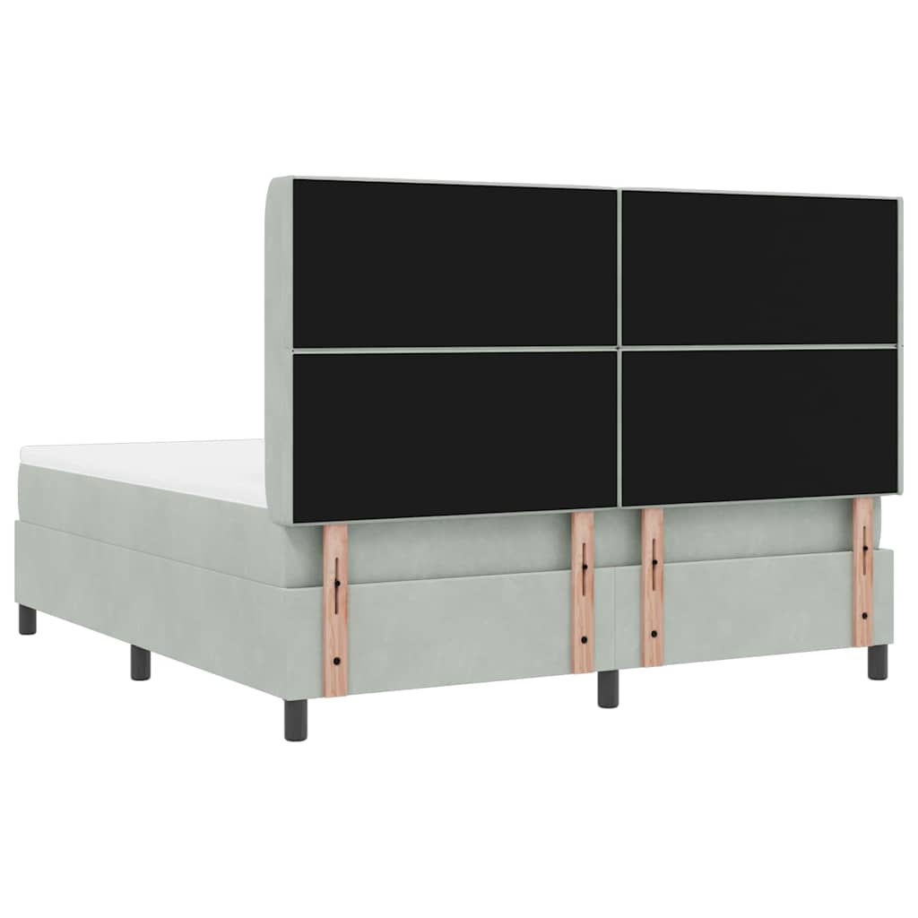 Box spring seng med madras med LED Lysegrå 180 x 200 cm Fløjl