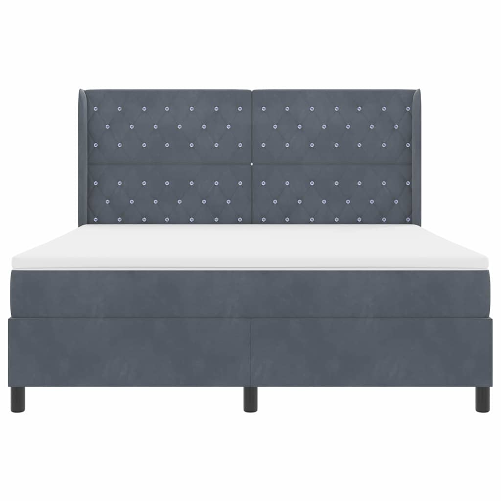 Box spring seng med madras med LED Mørkegrå 180 x 200 cm Fløjl