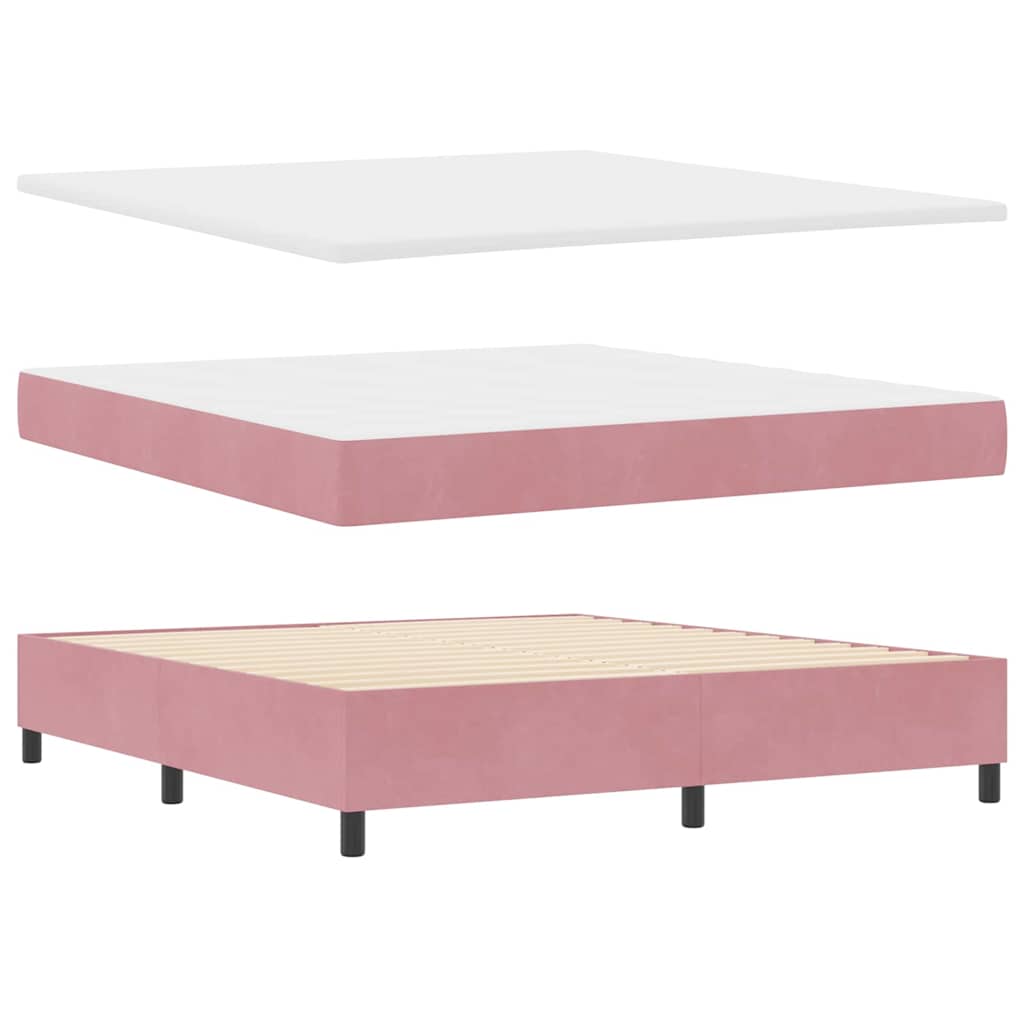 Box spring seng med madras med LED Lyserød 180 x 200 cm Fløjl