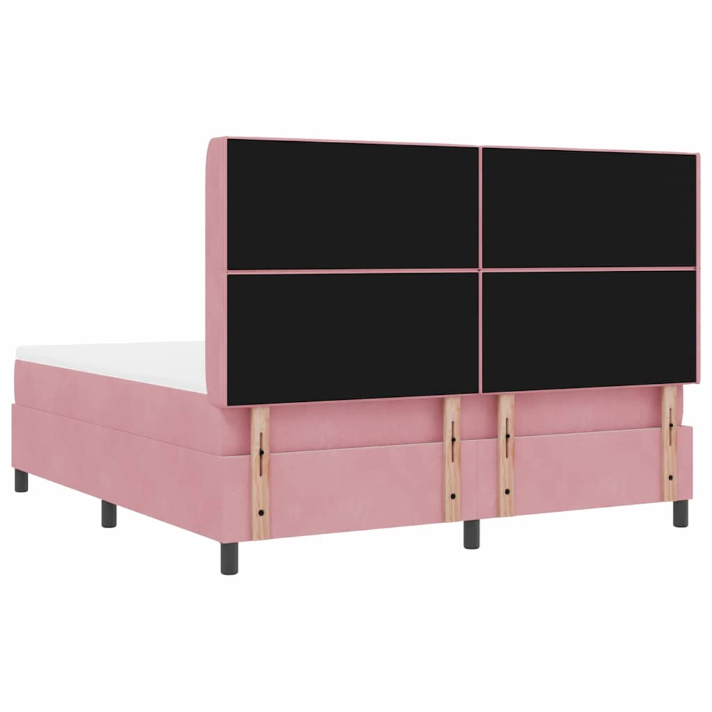 Box spring seng med madras med LED Lyserød 180 x 200 cm Fløjl