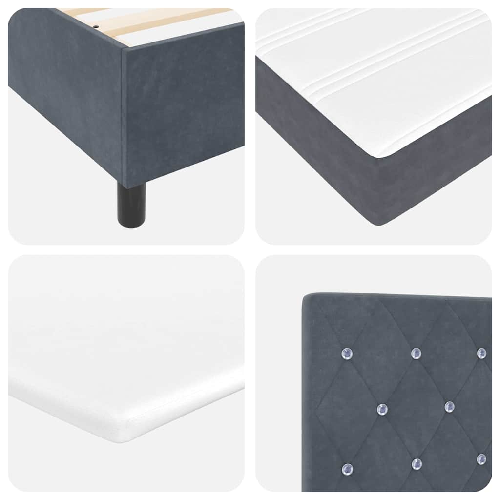 Box spring seng med madras med LED Mørkegrå 200 x 200 cm Fløjl
