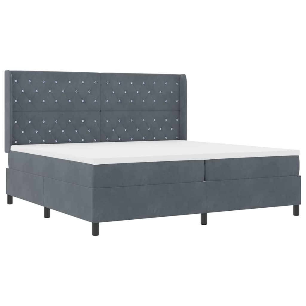 Box spring seng med madras med LED Mørkegrå 200 x 200 cm Fløjl