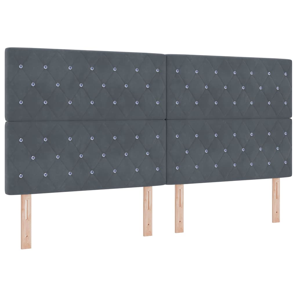 Box spring seng med madras med LED Mørkegrå 200 x 200 cm Fløjl
