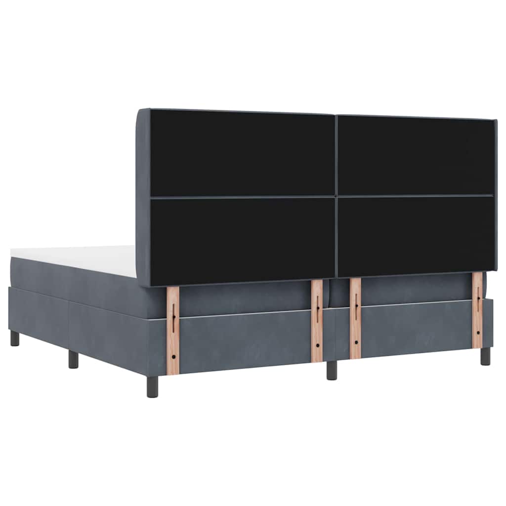 Box spring seng med madras med LED Mørkegrå 200 x 200 cm Fløjl