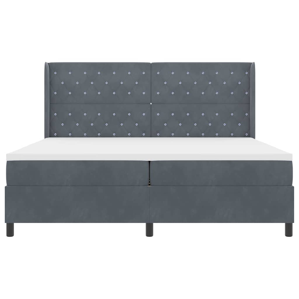 Box spring seng med madras med LED Mørkegrå 200 x 200 cm Fløjl