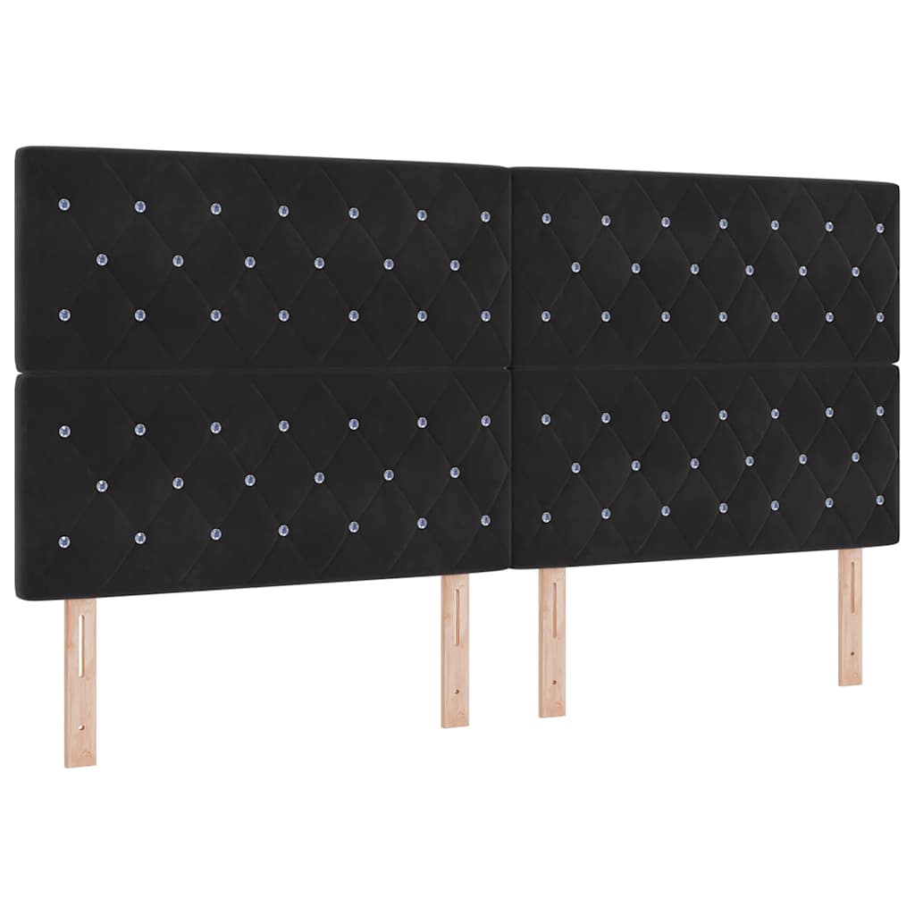 Box spring seng med madras med LED Sort 200 x 200 cm Fløjl