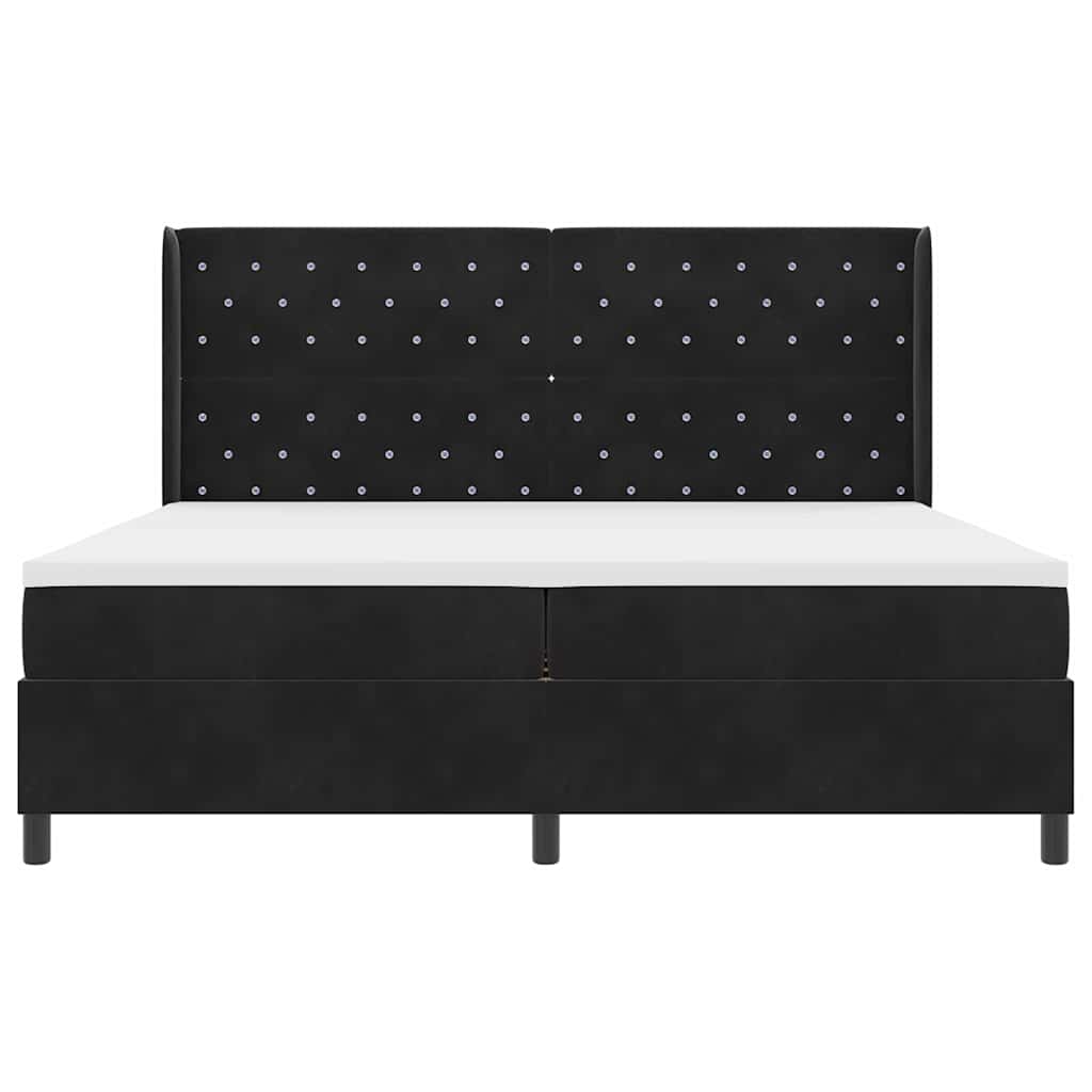 Box spring seng med madras med LED Sort 200 x 200 cm Fløjl