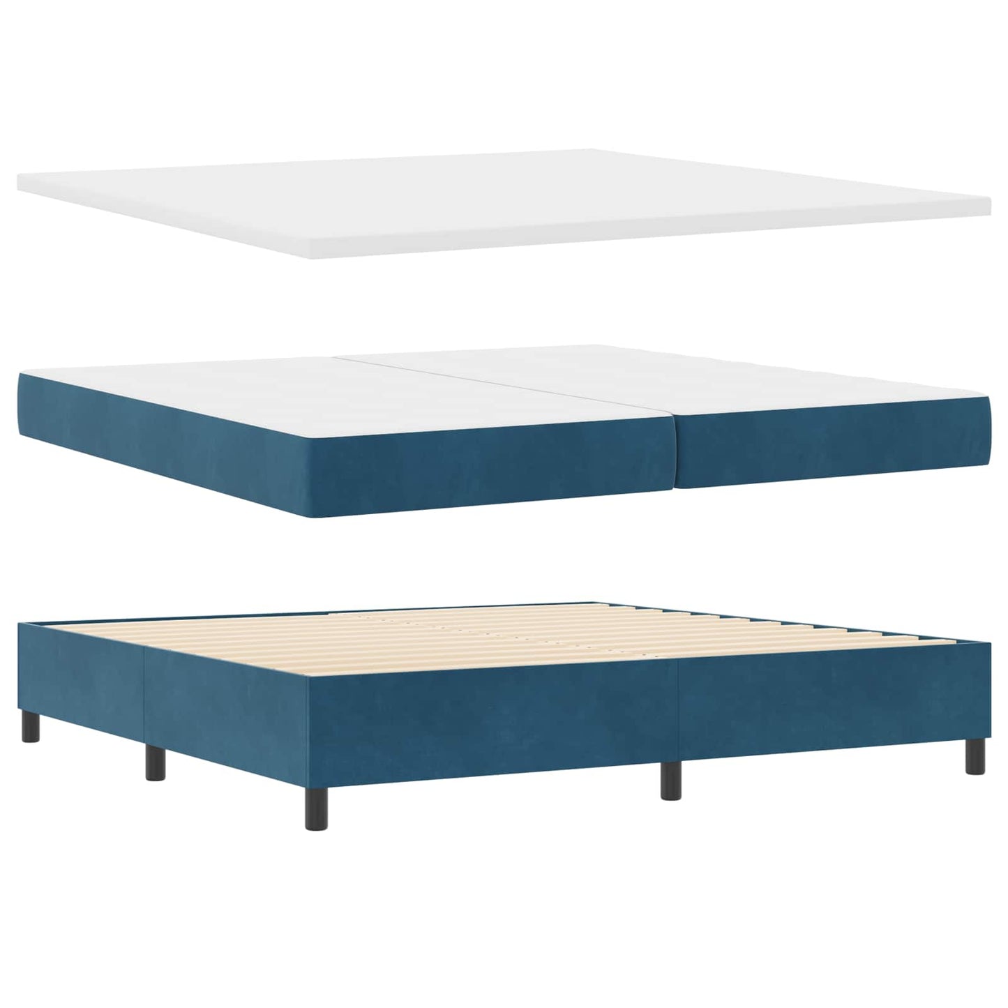 Box spring seng med madras med LED Blå 200 x 200 cm Fløjl