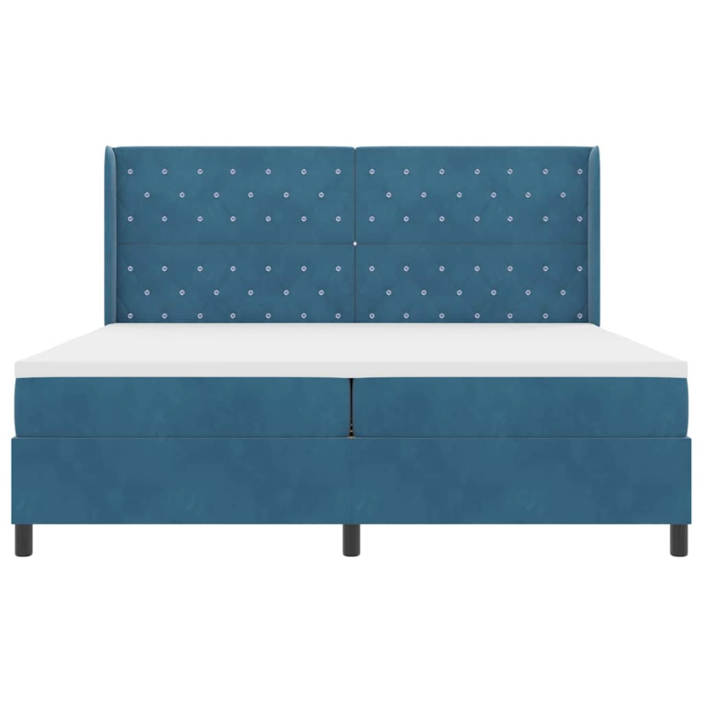 Box spring seng med madras med LED Blå 200 x 200 cm Fløjl