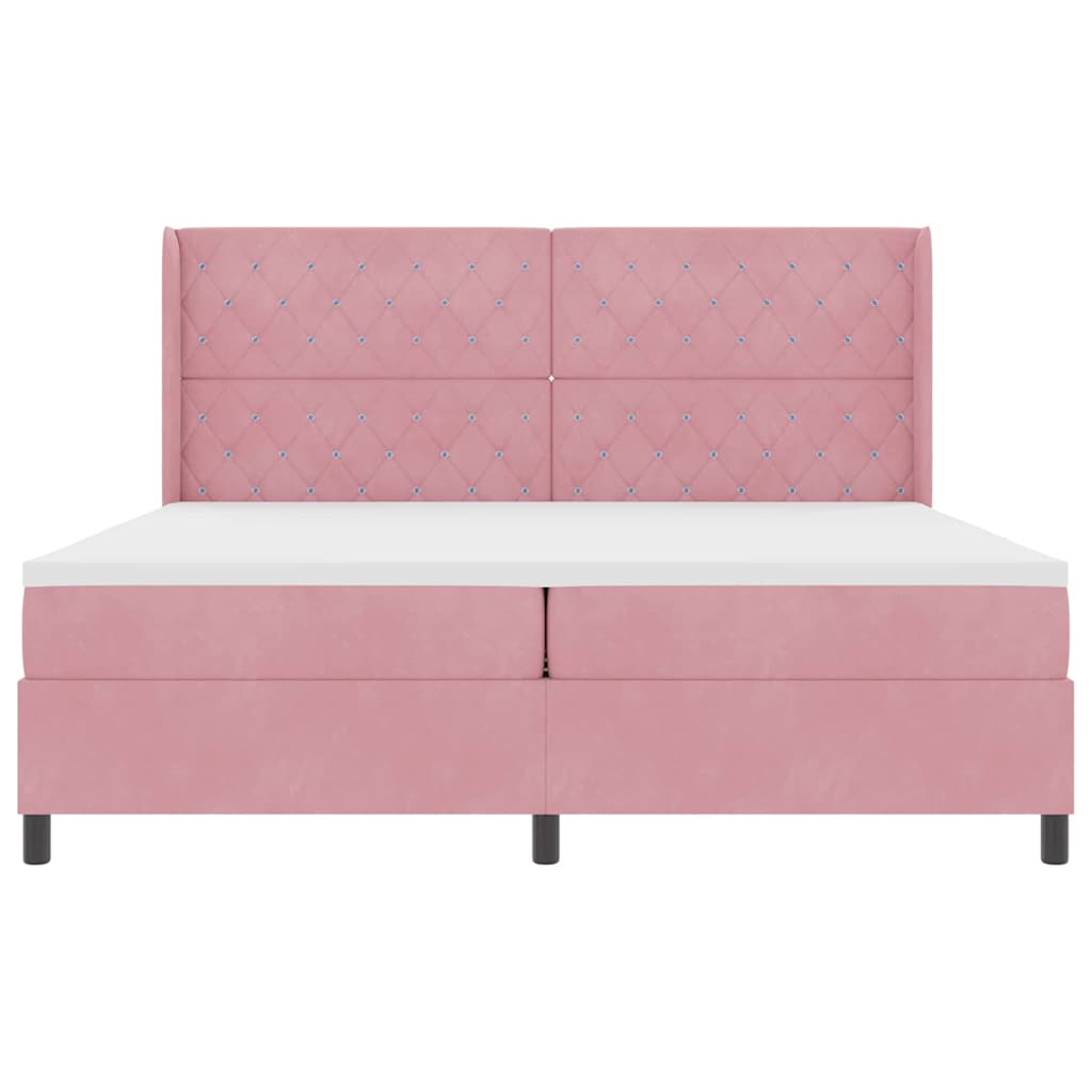 Box spring seng med madras med LED Lyserød 200 x 200 cm Fløjl