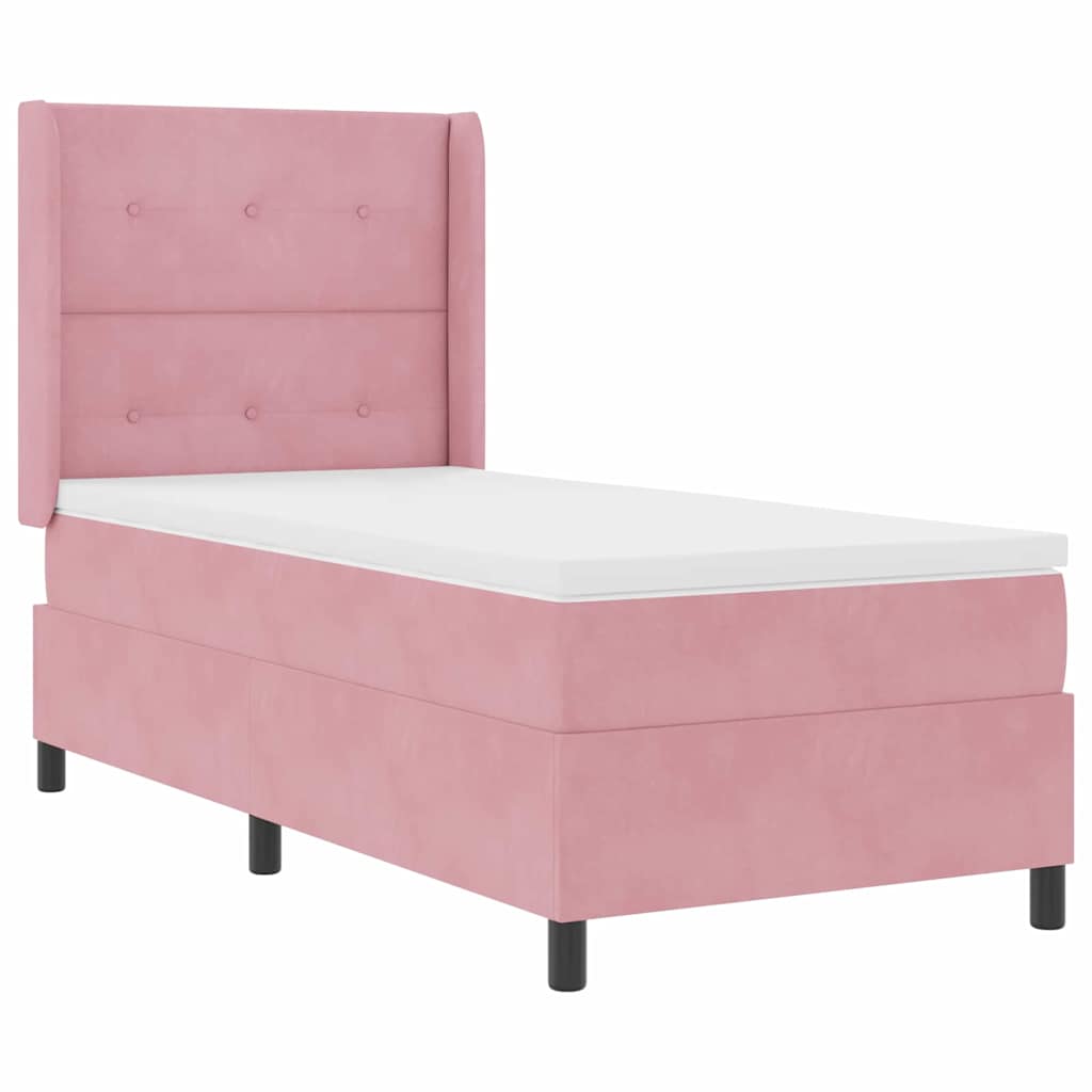 Box spring seng med LED-lysstrimler Lyserød 90 x 190 cm Fløjl