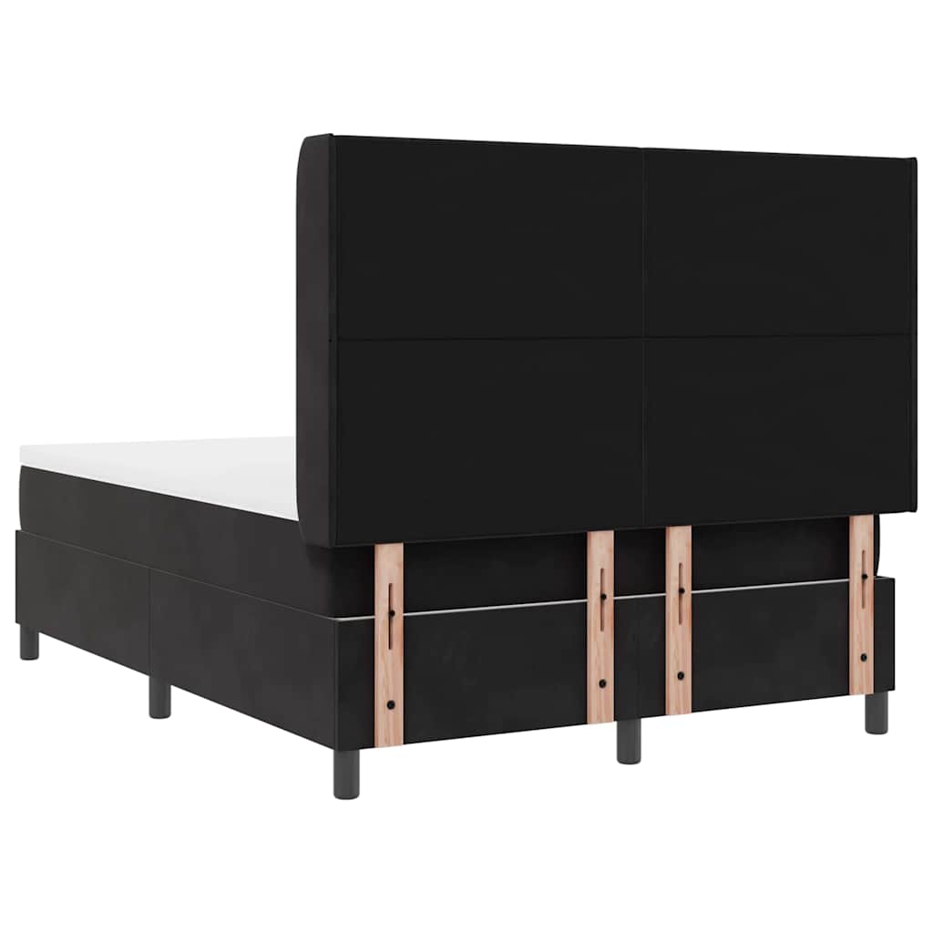 Box spring seng med LED-lysstrimler Sort 160 x 200 cm Fløjl