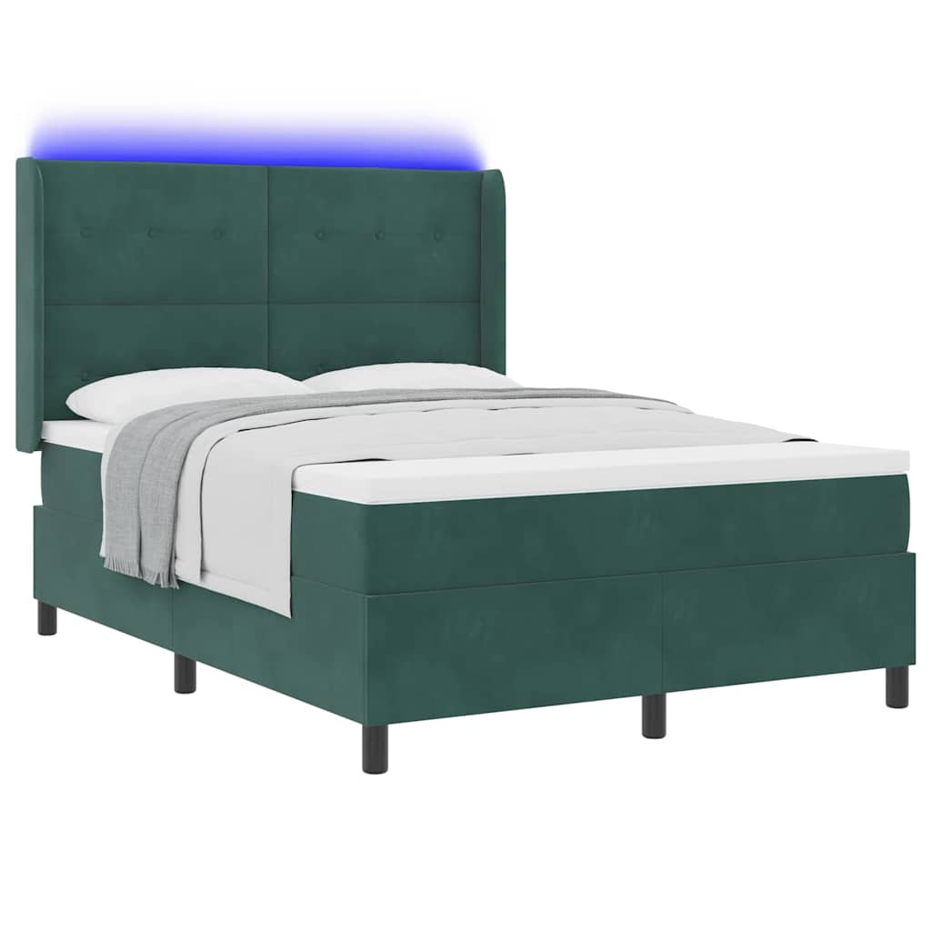 Box spring seng med hovedgærde Mørkegrøn 160 x 200 cm Fløjl