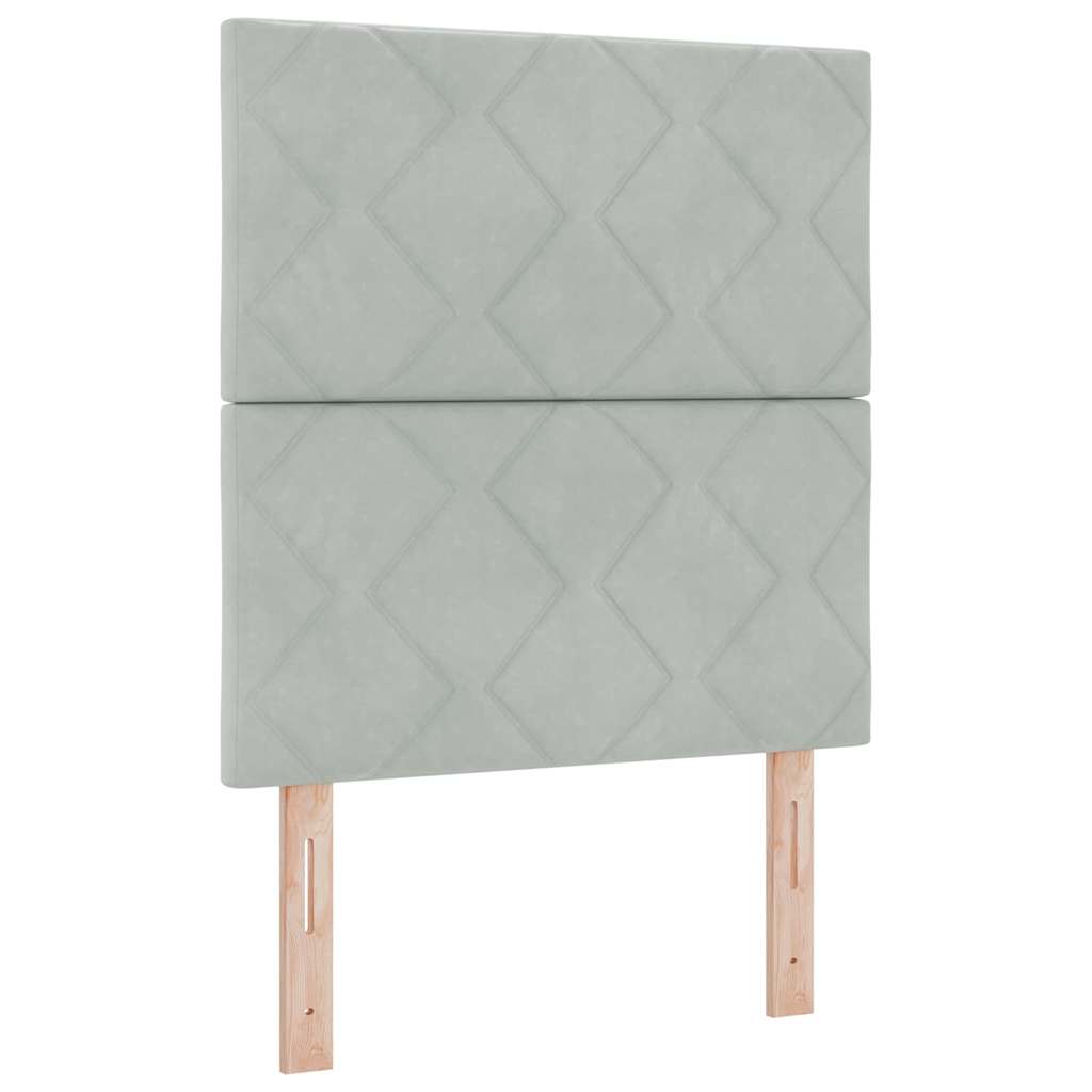 Box spring seng med LED-lysstrimler Lysegrå 80 x 200 cm Fløjl