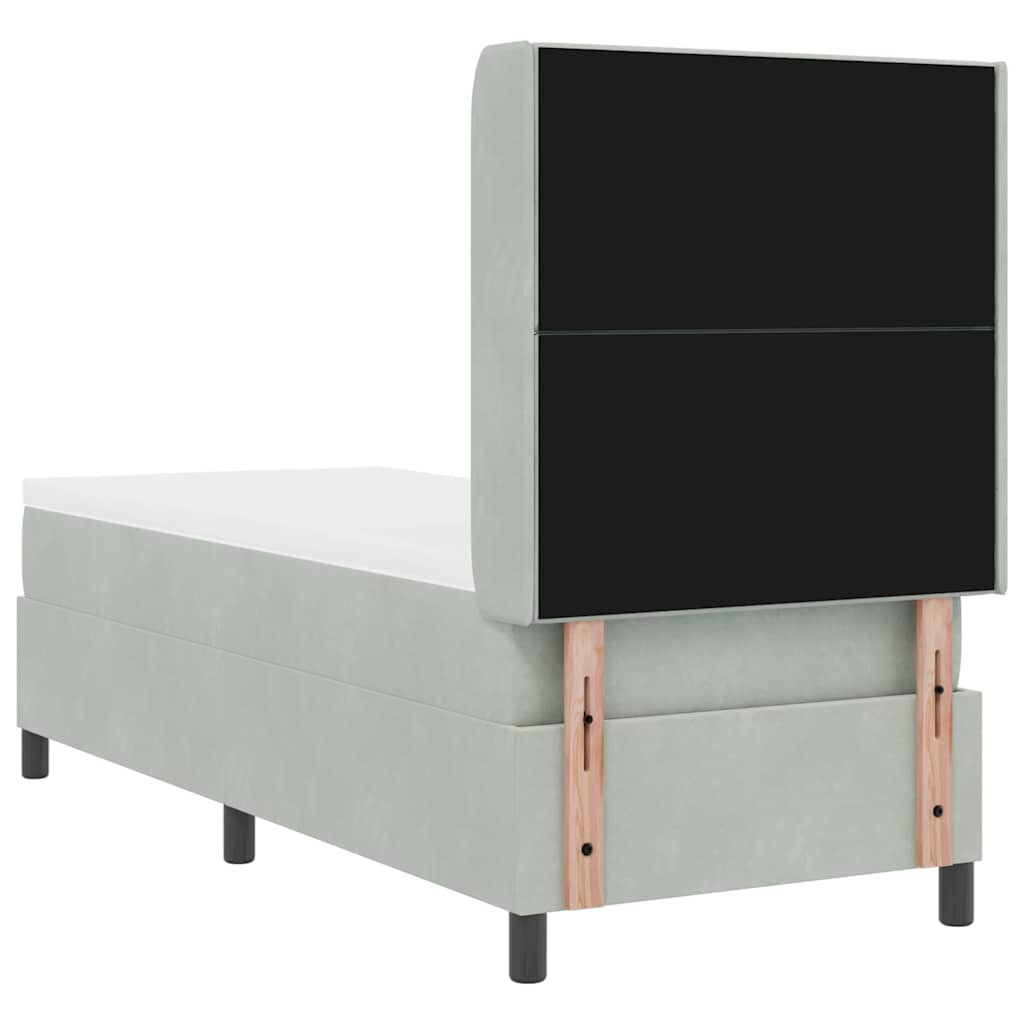Box spring seng med LED-lysstrimler Lysegrå 80 x 200 cm Fløjl
