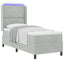 Box spring seng med LED-lysstrimler Lysegrå 80 x 200 cm Fløjl