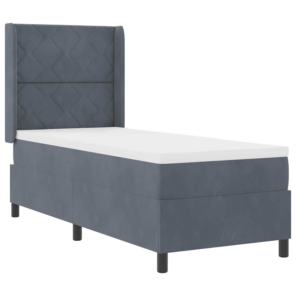 Box spring seng med LED-lysstrimler Mørkegrå 80 x 200 cm Fløjl
