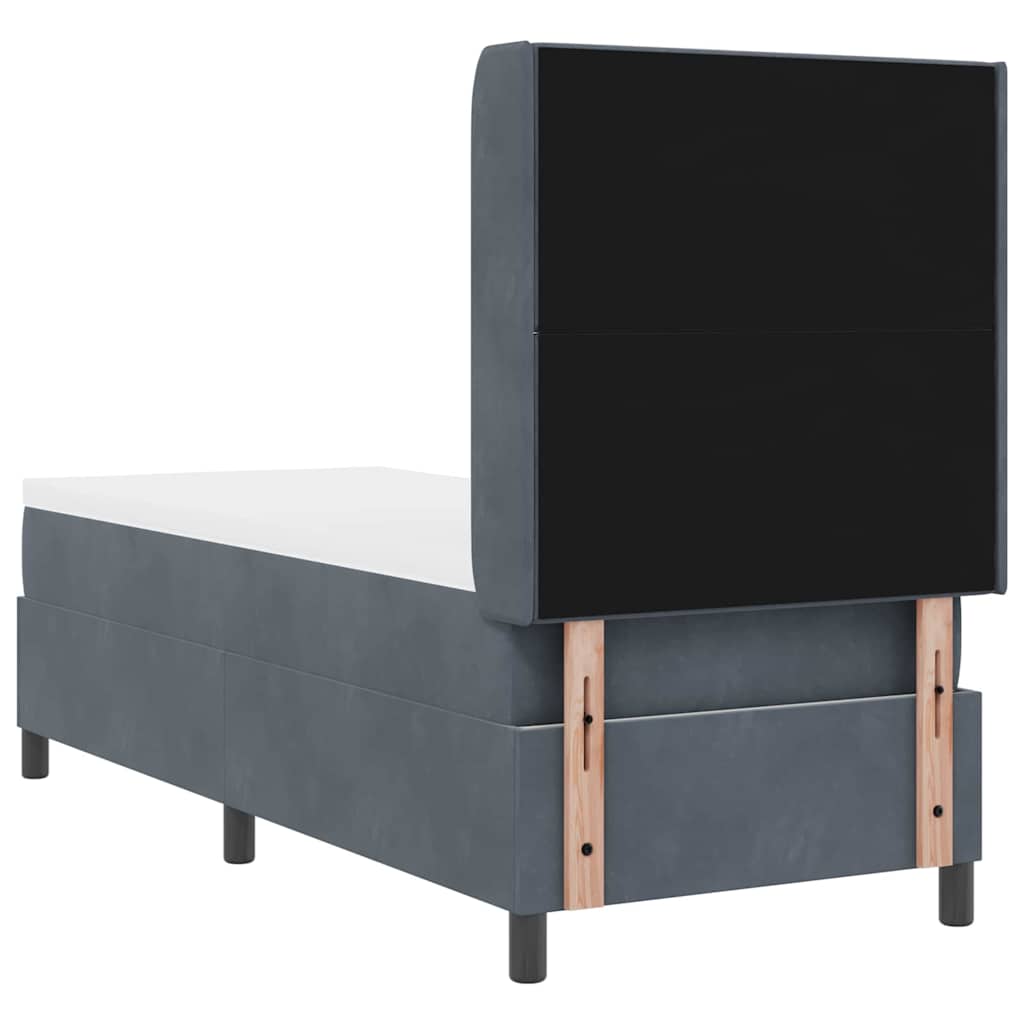 Box spring seng med LED-lysstrimler Mørkegrå 80 x 200 cm Fløjl