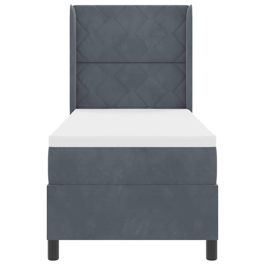Box spring seng med LED-lysstrimler Mørkegrå 80 x 200 cm Fløjl