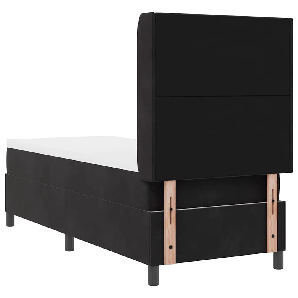 Box spring seng med LED-lysstrimler Sort 80 x 200 cm Fløjl