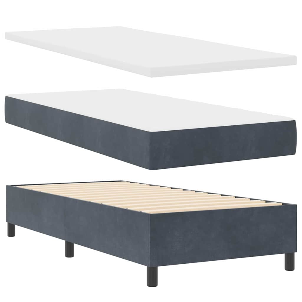 Box spring seng med LED-lysstrimler Mørkegrå 90 x 200 cm Fløjl