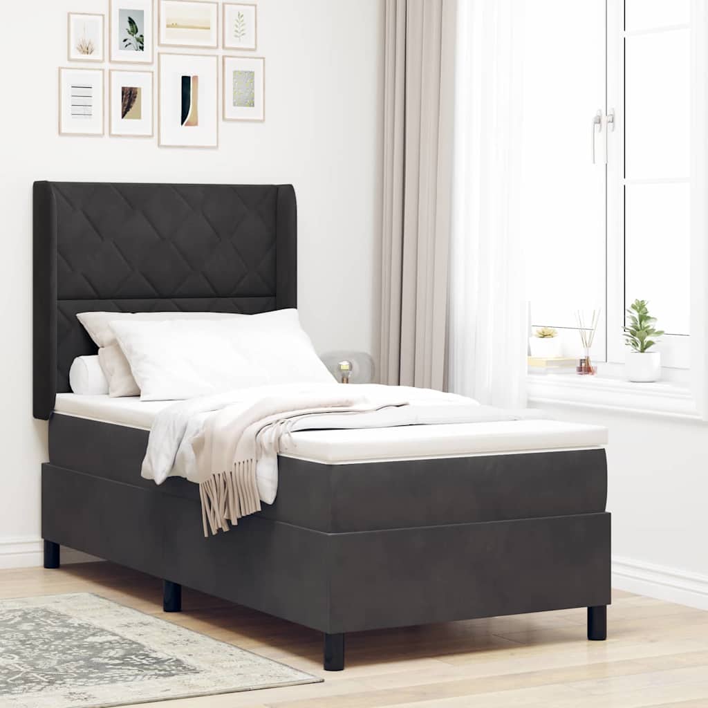 Box spring seng med LED-lysstrimler Sort 100 x 200 cm Fløjl