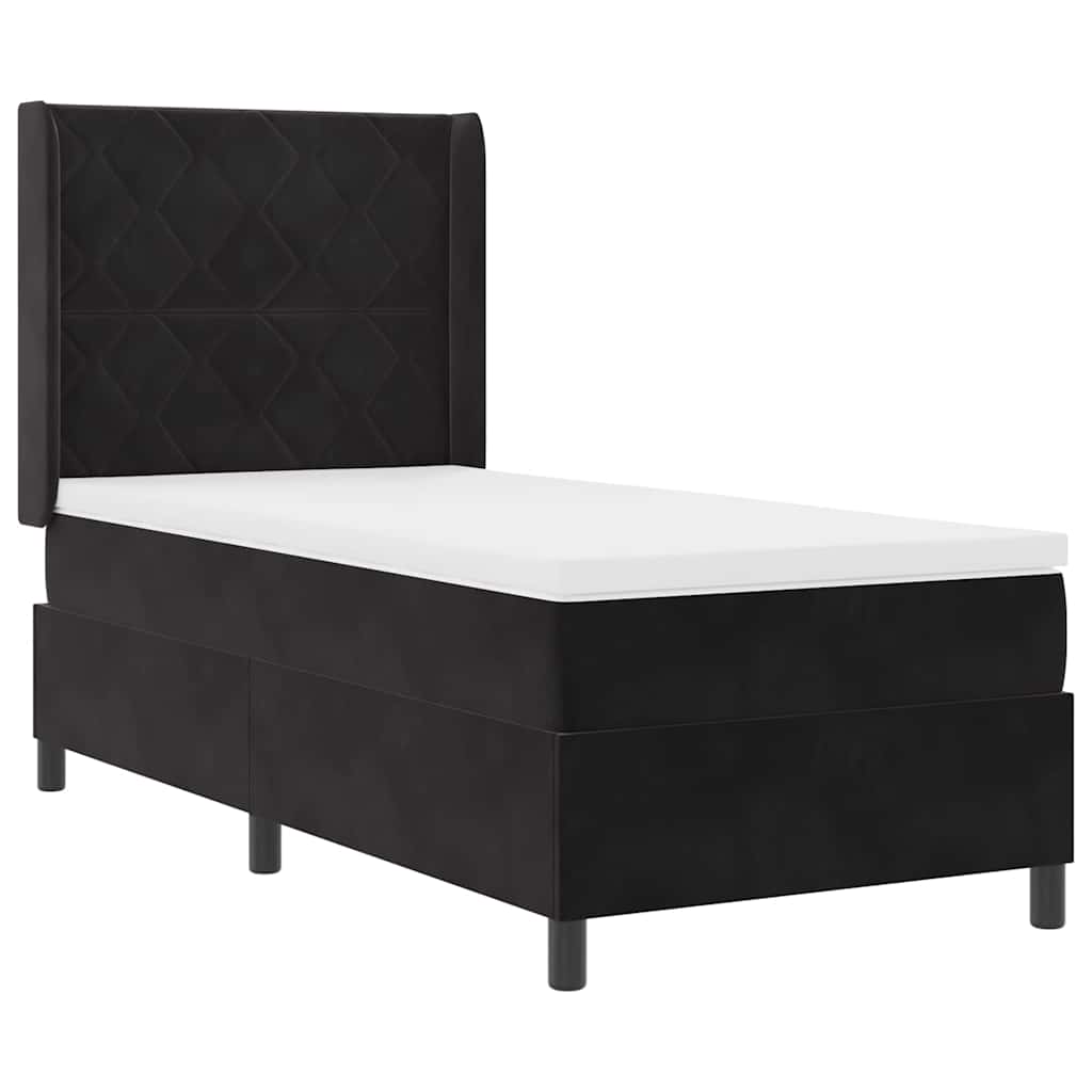 Box spring seng med LED-lysstrimler Sort 100 x 200 cm Fløjl