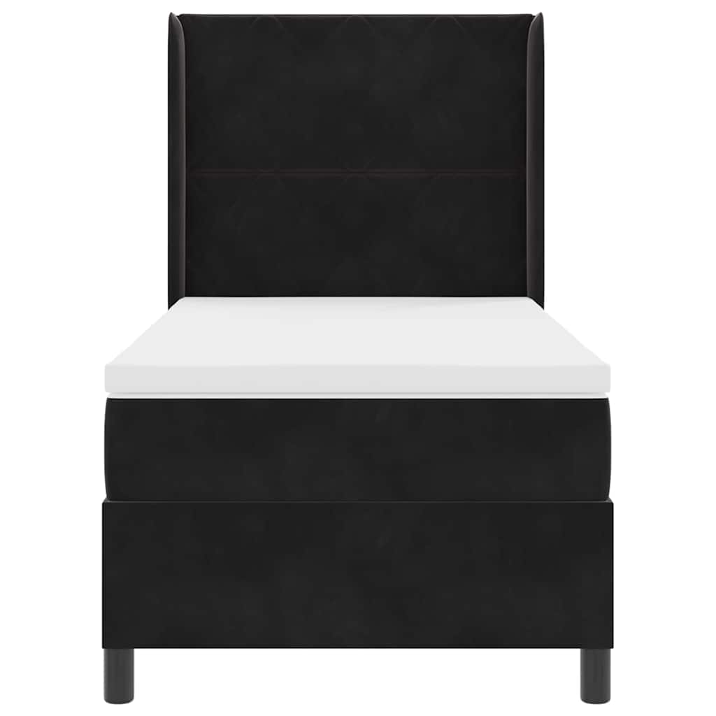 Box spring seng med LED-lysstrimler Sort 100 x 200 cm Fløjl
